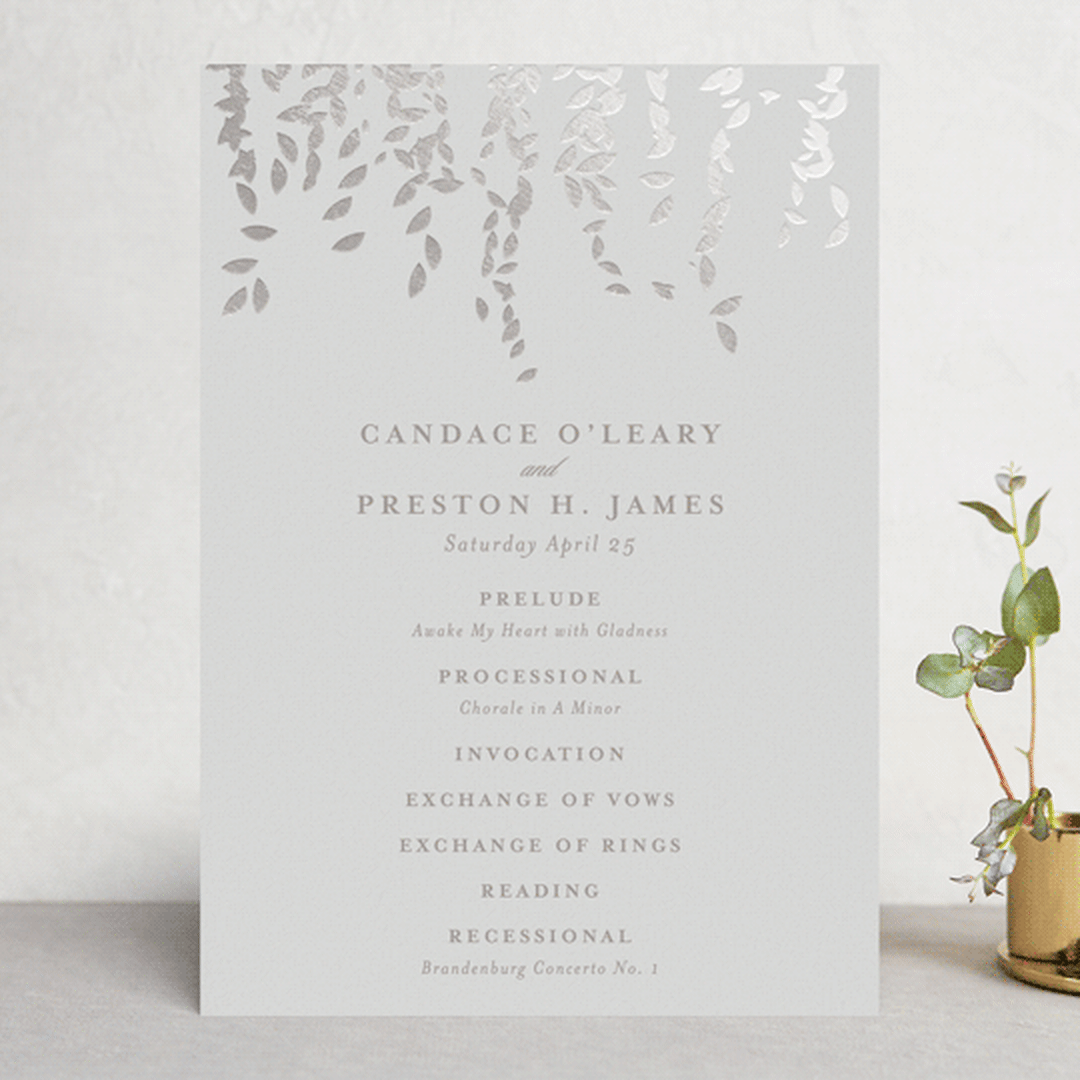 "Cascade" - Wedding Programs in Mist by Lori Wemple - Front