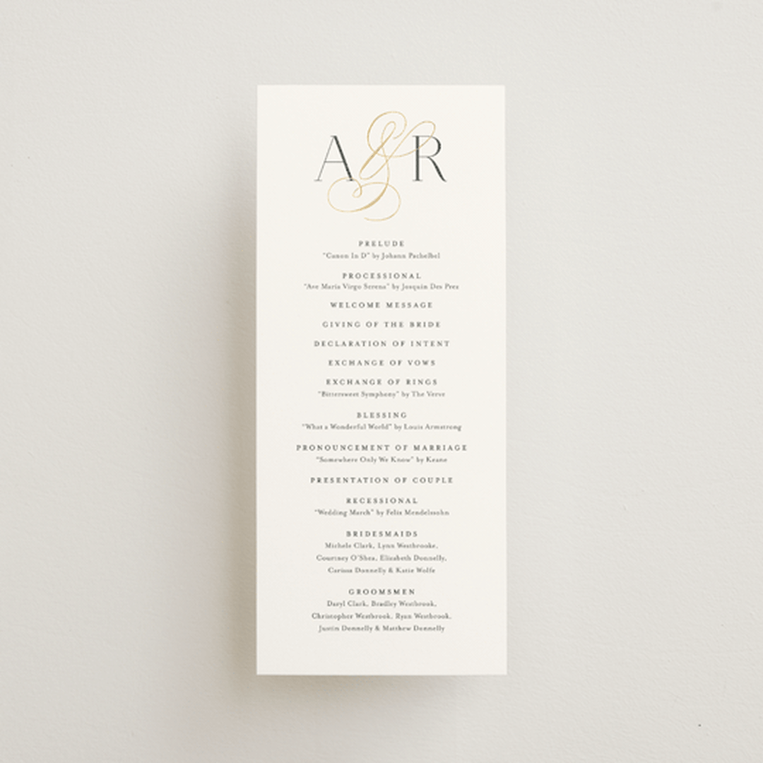 "Initialed" - Wedding Programs in Chantilly by Jessica Williams - Front