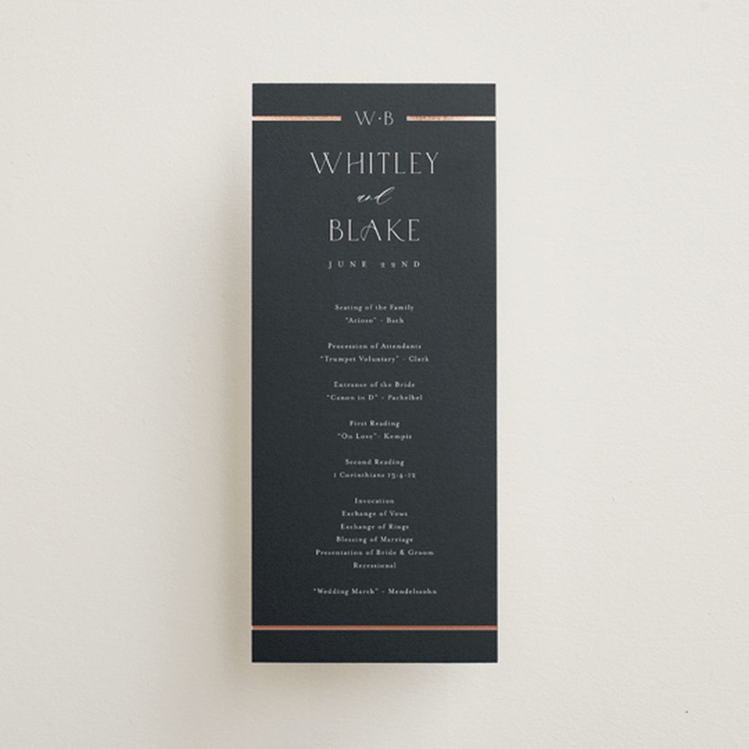 "Luster" - Wedding Programs in Ocean by Stacey Meacham - Front