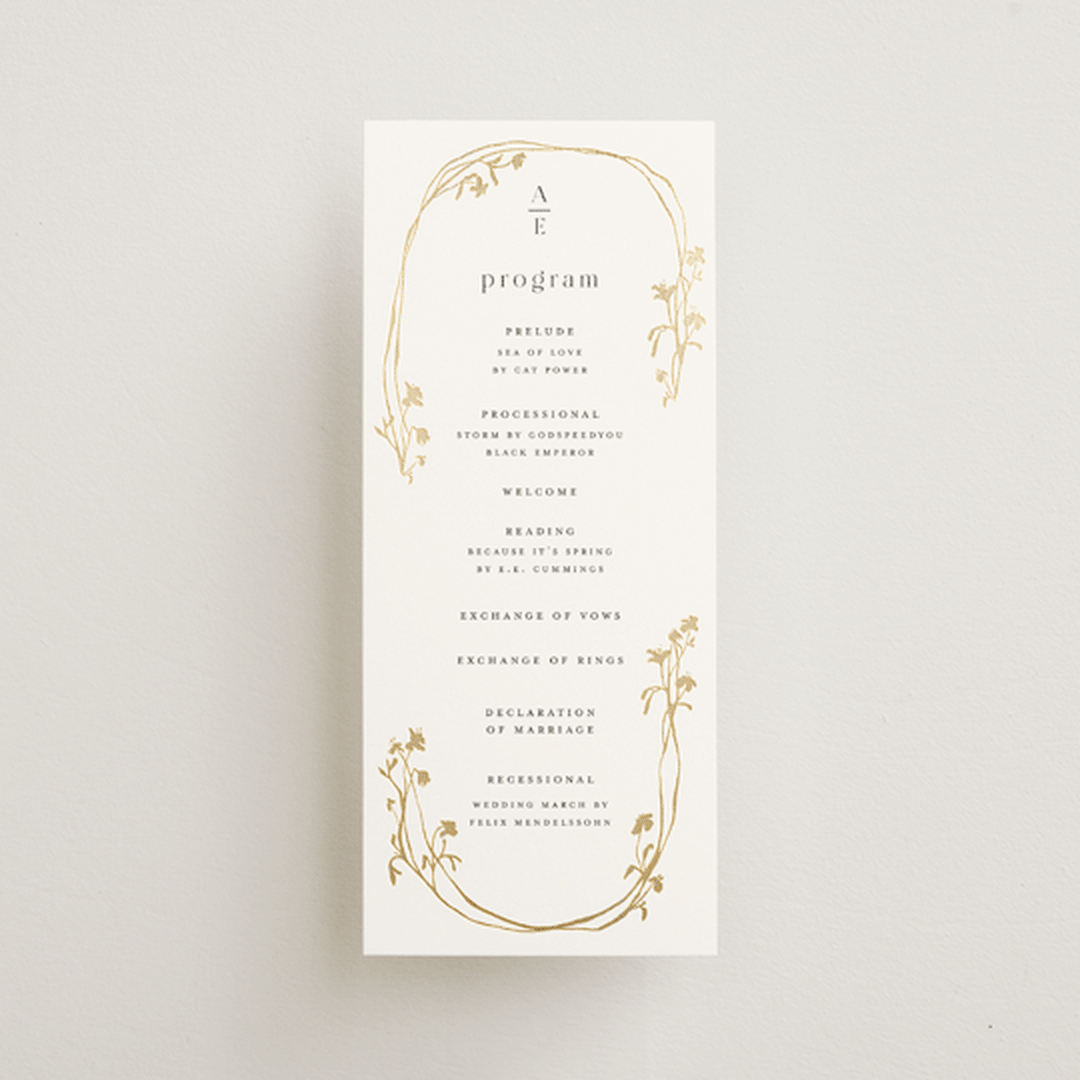 "Floral Enlace" - Wedding Programs in Blanc by Pati Cascino - Front