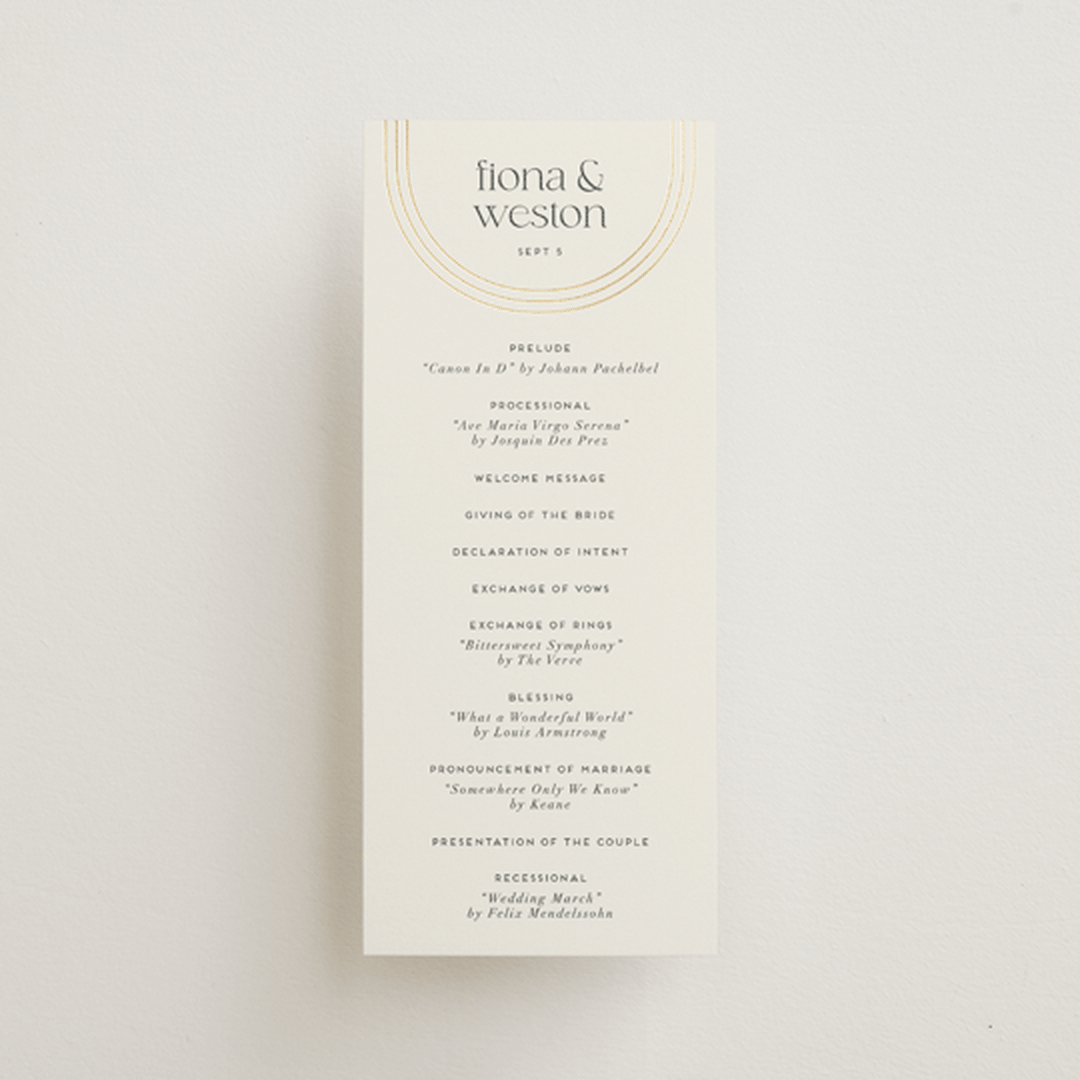 "Curves" - Wedding Programs in Chiffon by Amy Payne - Front