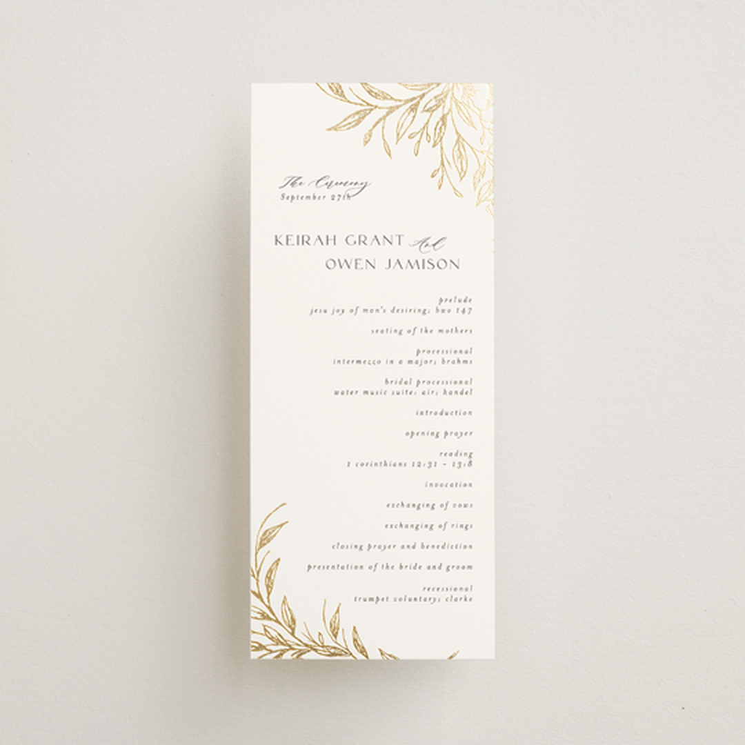 "KEIRAH" - Wedding Programs in Pearl by Melanie Kosuge - Front