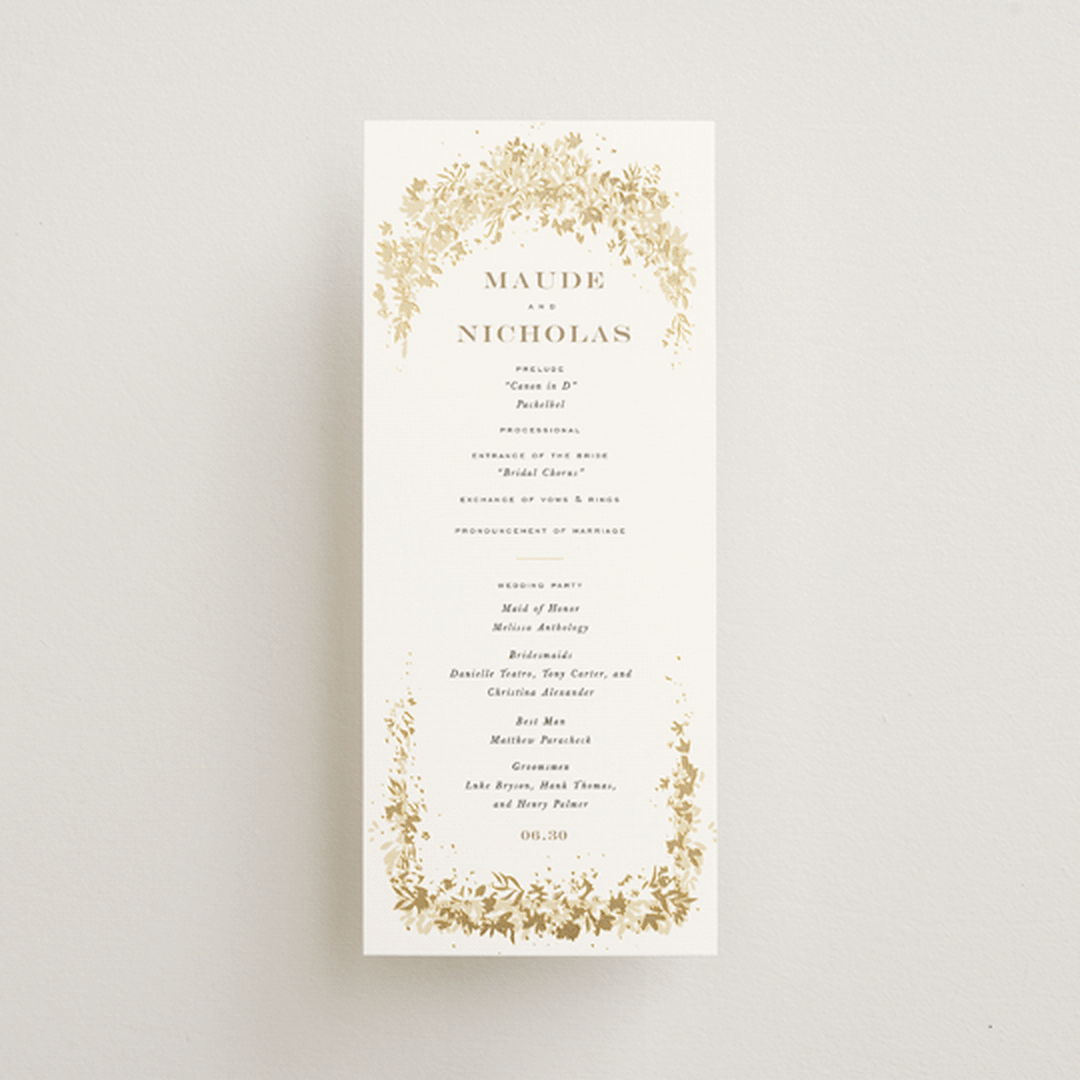 "Heritage" - Wedding Programs in Honeysuckle by Leah Bisch - Front