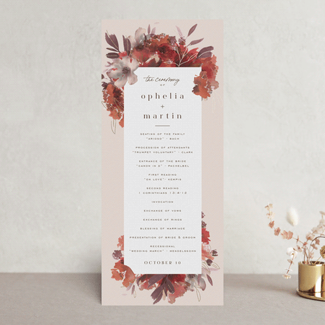 "Autumn Hymnal" - Wedding Programs in Blush by Leah Bisch - Front