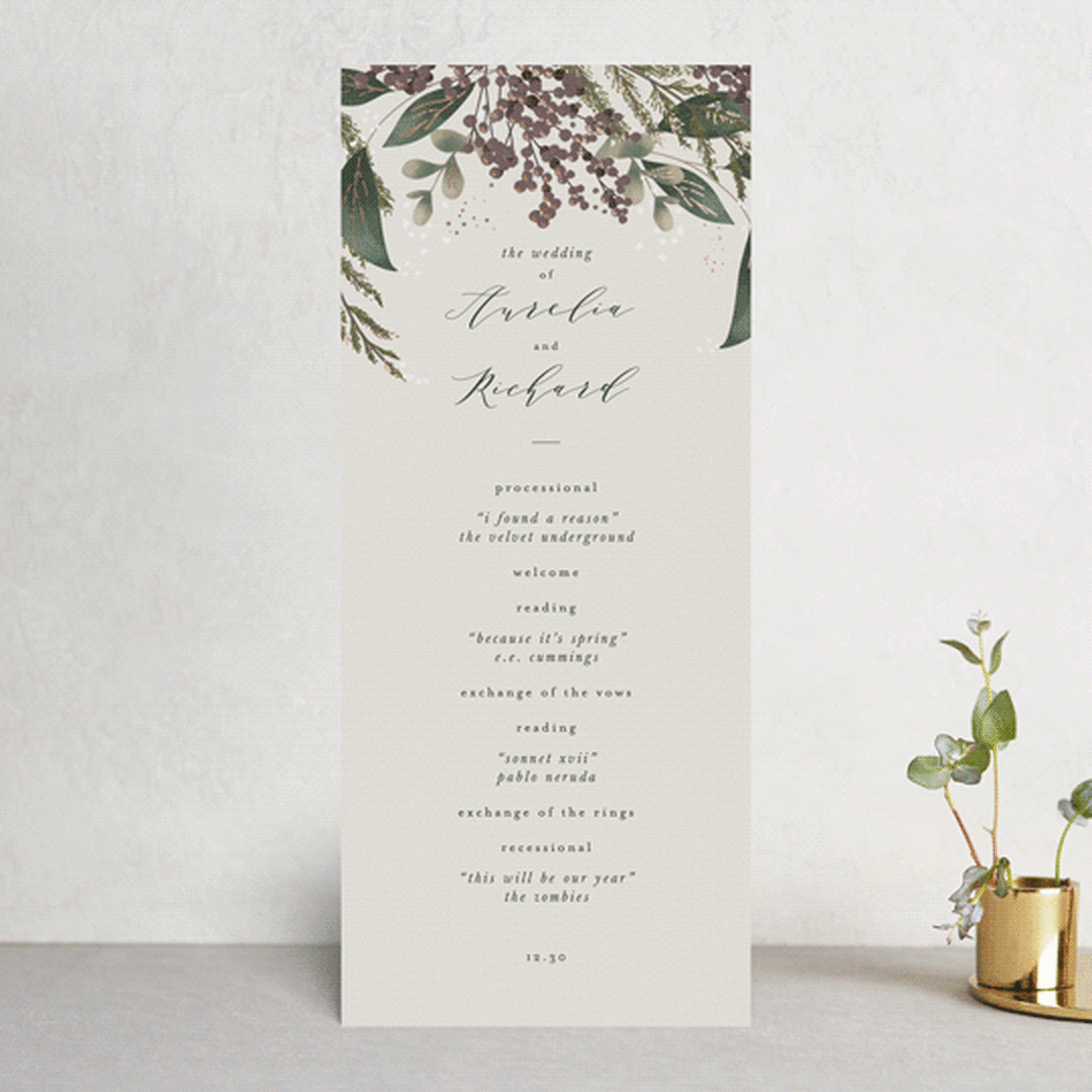 "evergreen" - Wedding Programs in Shamrock by Leah Bisch - Front