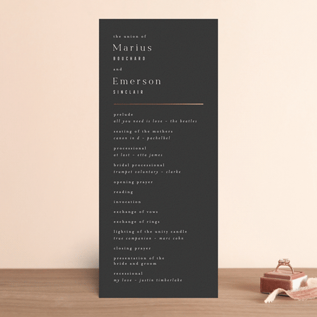 "Finley" - Wedding Programs in Graphite by Kristie Kern - Front
