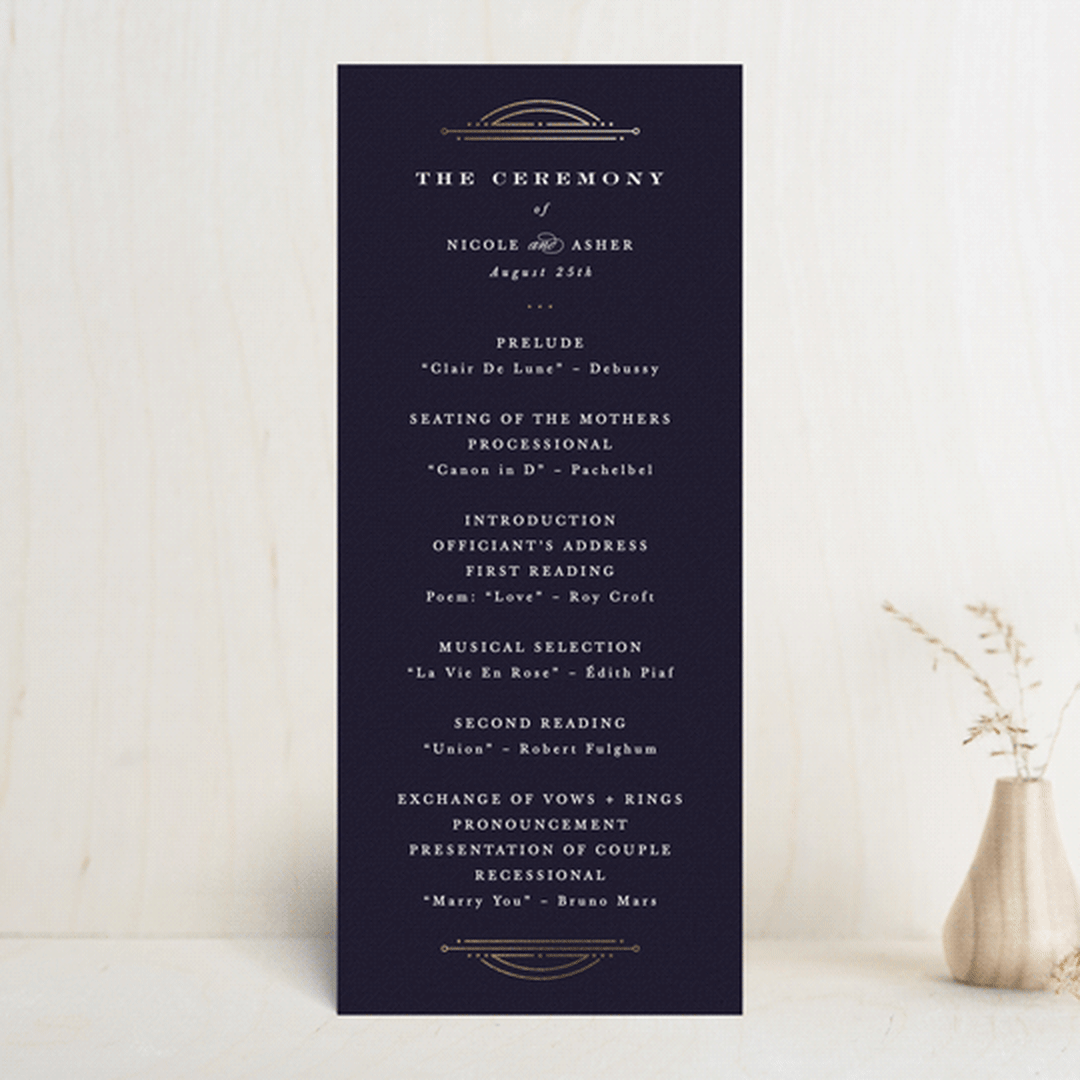 "Modern Deco" - Wedding Programs in Midnight by Hooray Creative - Front