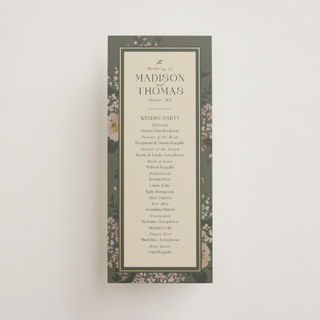 "Madison" - Wedding Programs in Thyme by Itsy Belle Studio - Front