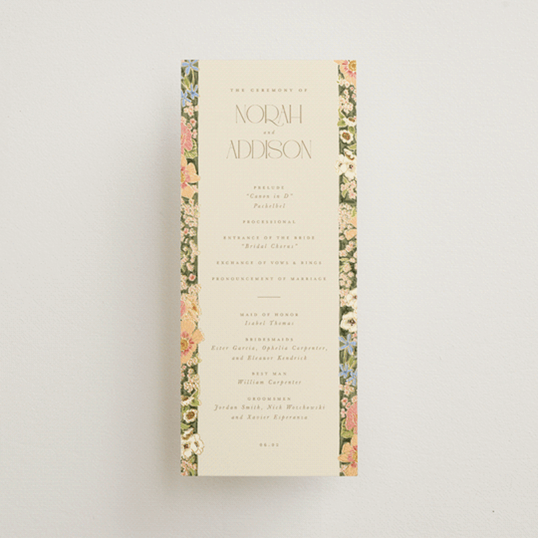 "In The Garden" - Wedding Programs in Sherbert by Leah Bisch - Front