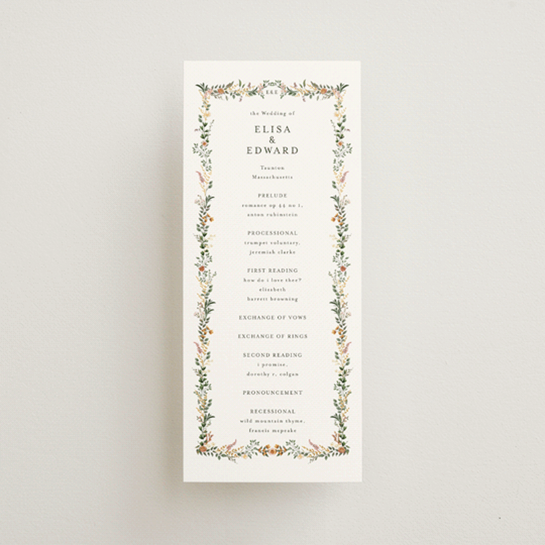 "Blooming Vine" - Wedding Programs in Blush by Susan Moyal - Front