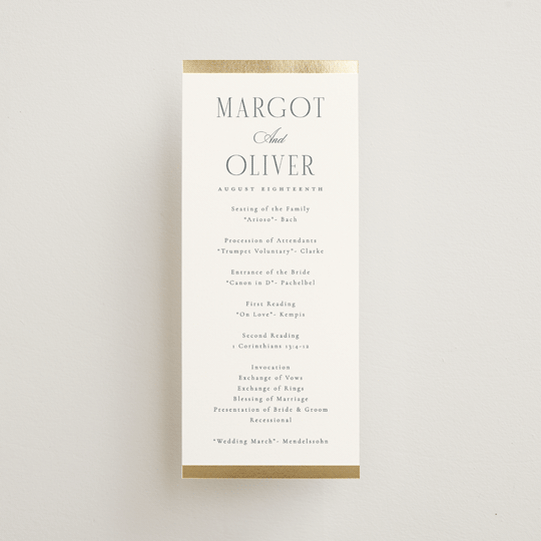 "The Ritz" - Wedding Programs in Quartz by Kristie Kern - Front