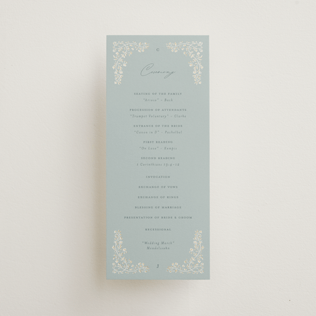 "Floral Romance" - Wedding Programs in Something Blue by Gwen Bedat - Front