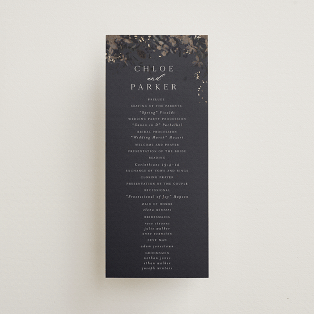 "Vintage Rose Garden" - Wedding Programs in Midnight by Grace Kreinbrink - Front