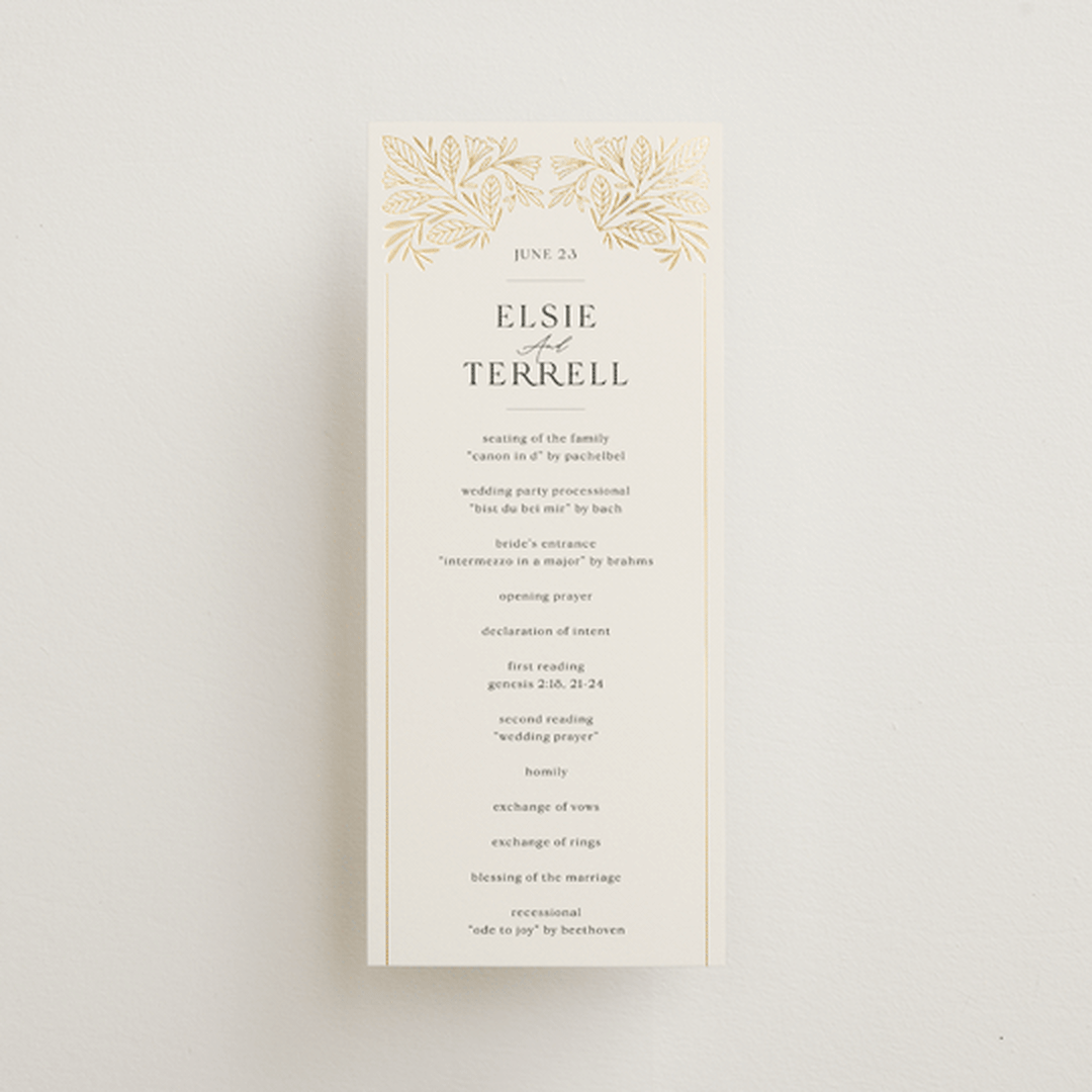 "Baroque" - Wedding Programs in Cream by Jen Owens - Front