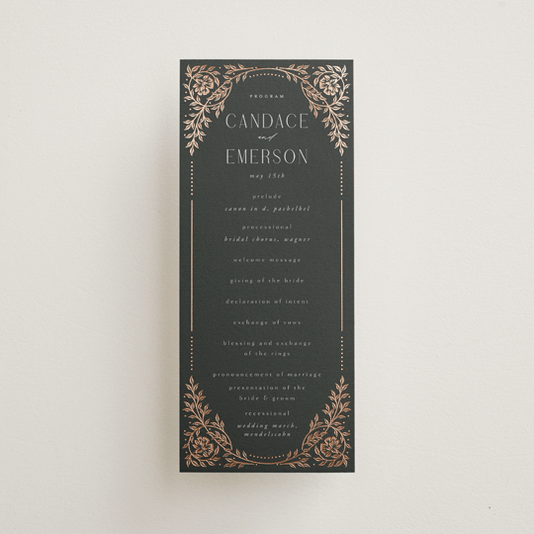 "Gilded nouveau frame" - Wedding Programs in Onyx by Ana de Sousa - Front