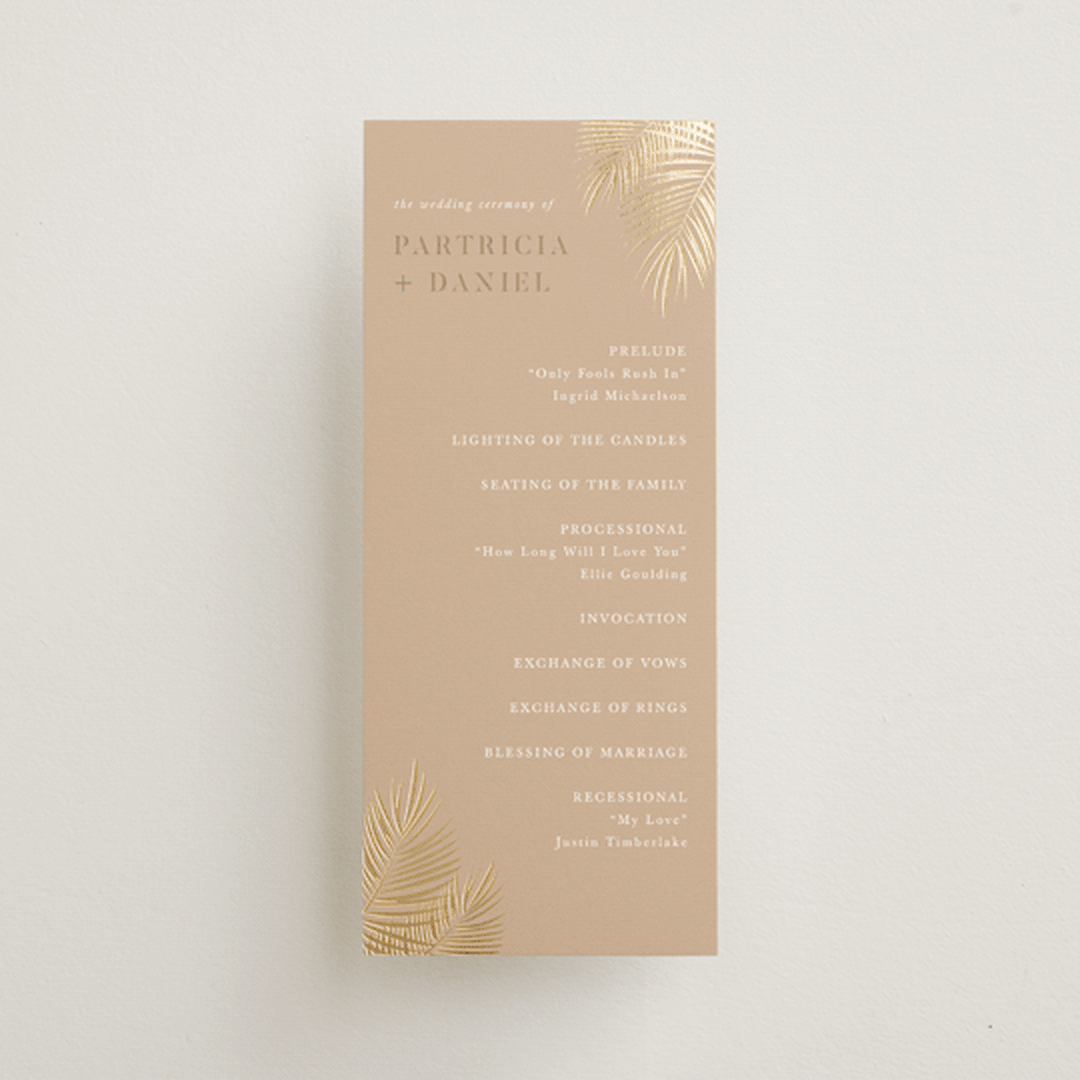 "Sunset by the Sea" - Wedding Programs in Tan by lulu and isabelle - Front