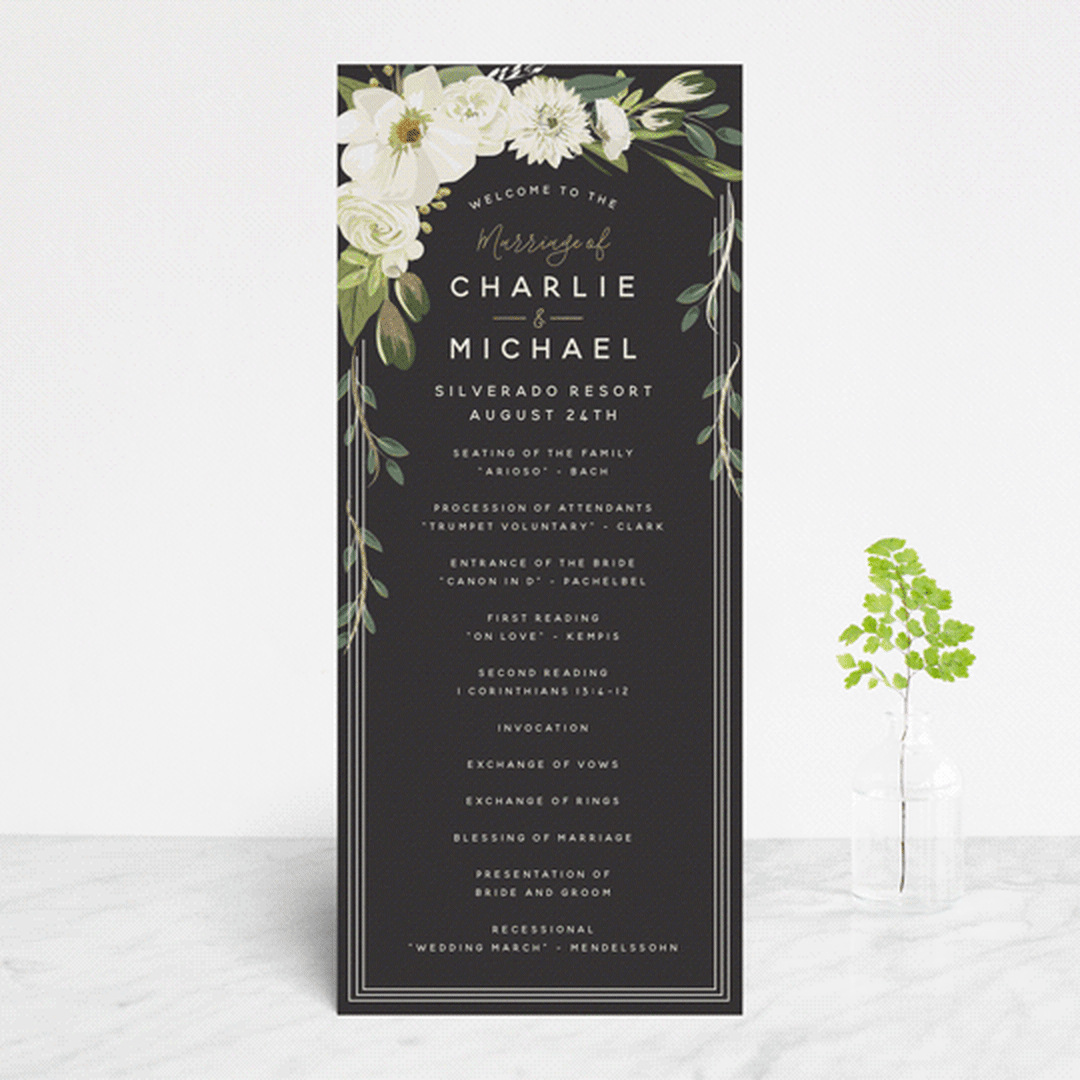 "Garden Blooms" - Wedding Programs in Ivory by Susan Moyal - Front