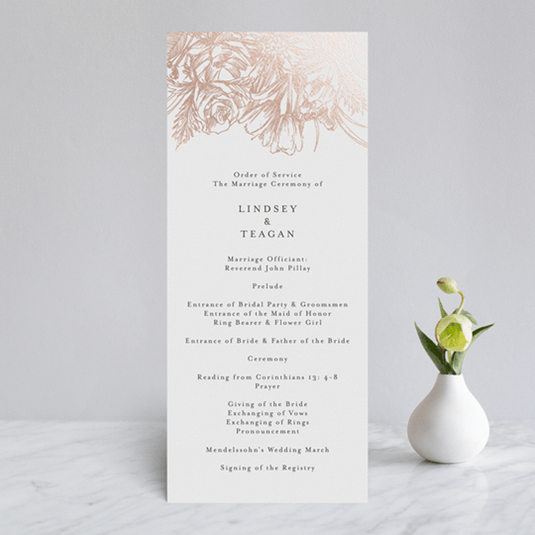 "Sketched Bouquet" - Wedding Programs in Petal by Phrosné Barwood - Front