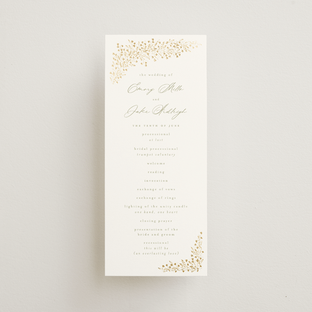 "Villa" - Wedding Programs in Leaf by Kristie Kern - Front