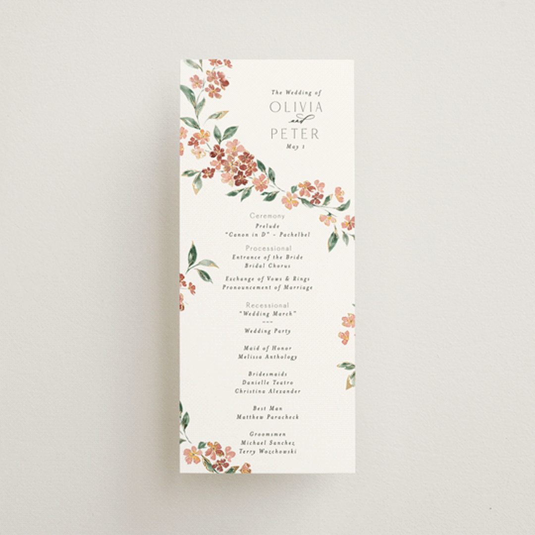 "Sweeping Vine" - Wedding Programs in Dusty Rose by Itsy Belle Studio - Front