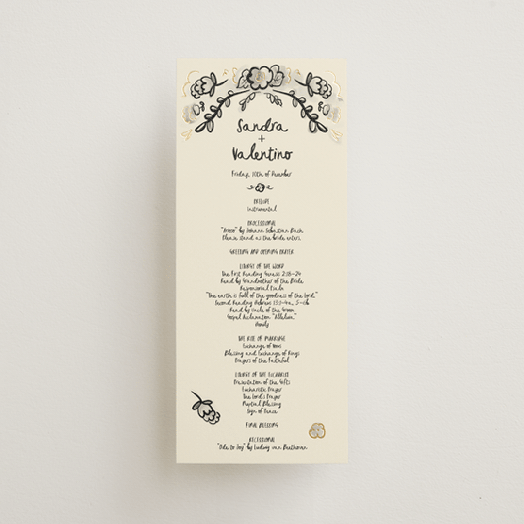 "Santa Catalina" - Wedding Programs in Ink Wash by Ani Somi - Front