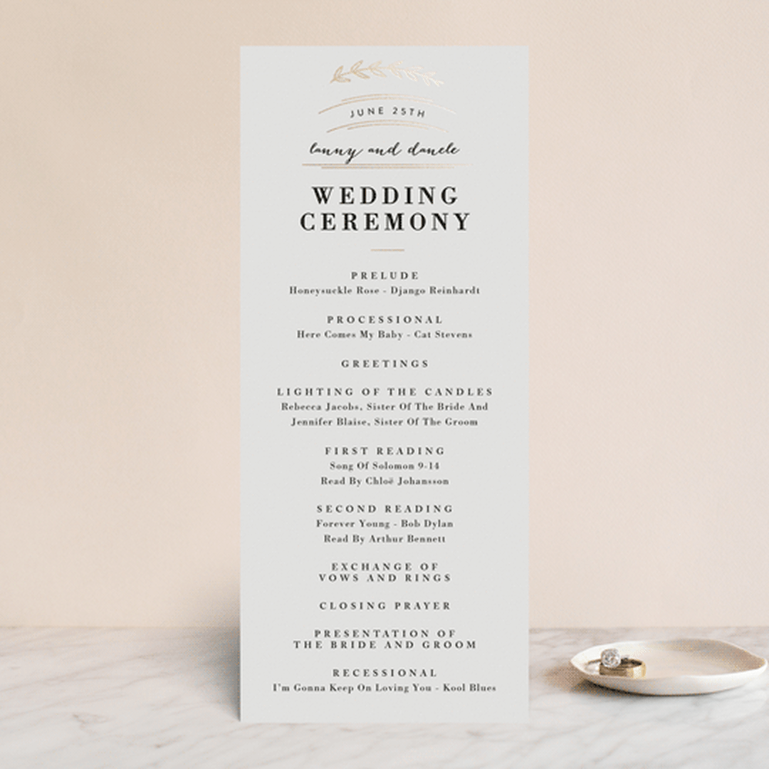 "Elegant Announcement" - Wedding Programs in Vanilla by Kelly Schmidt - Front