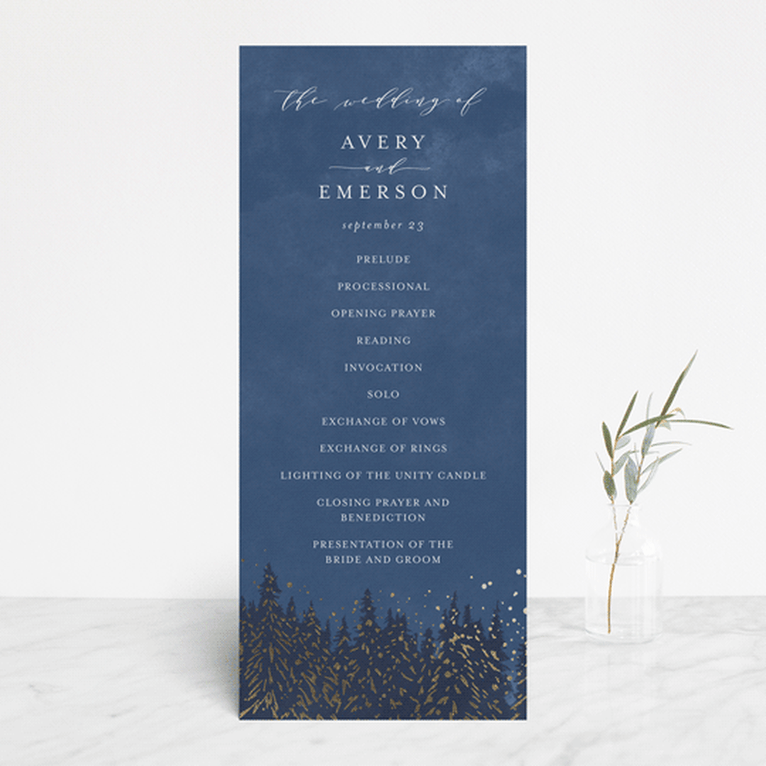 "Aspen" - Wedding Programs in Midnight by Kristie Kern - Front