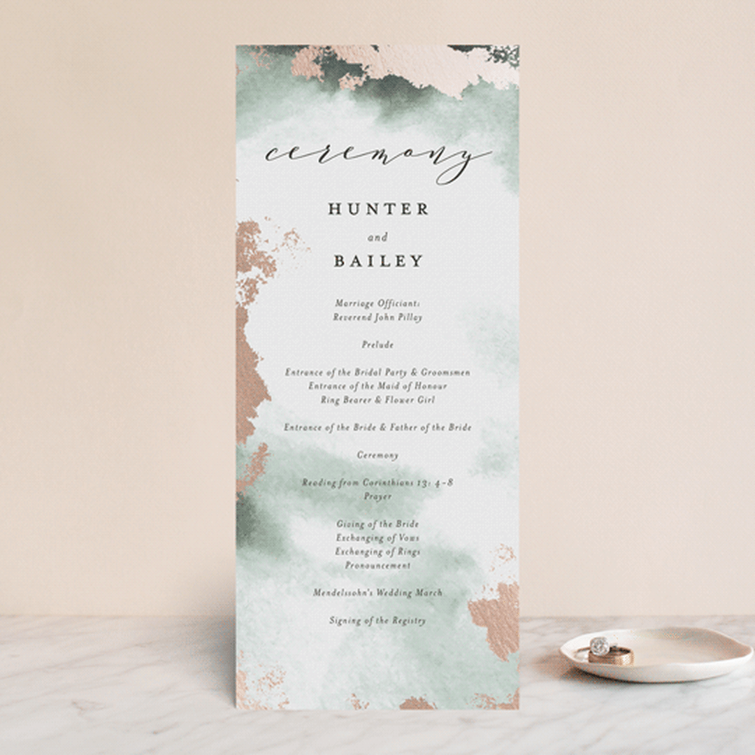 "Fancy Marble" - Wedding Programs in Moss by Phrosné Barwood - Front
