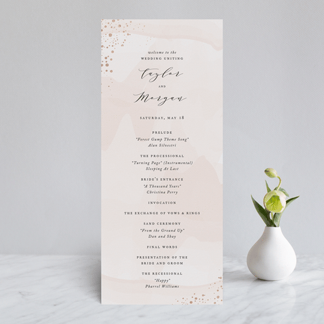 "Formal Watercolor" - Wedding Programs in Bashful by Jennifer Postorino - Front