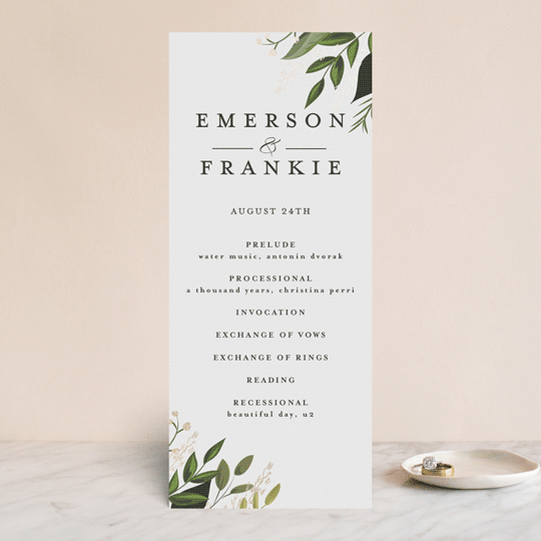 "Vines of Green" - Wedding Programs in Fern by Susan Moyal - Front