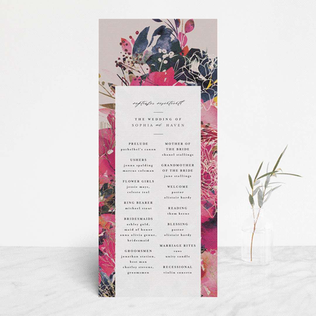 "Blooming Beauty" - Wedding Programs in Tan by Lori Wemple - Front