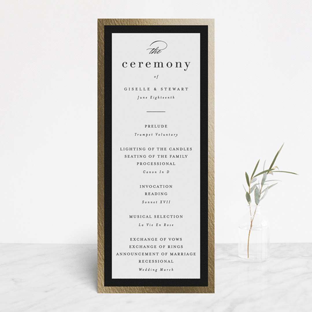 "Handsome Border" - Wedding Programs in Chalkboard by Hooray Creative - Front