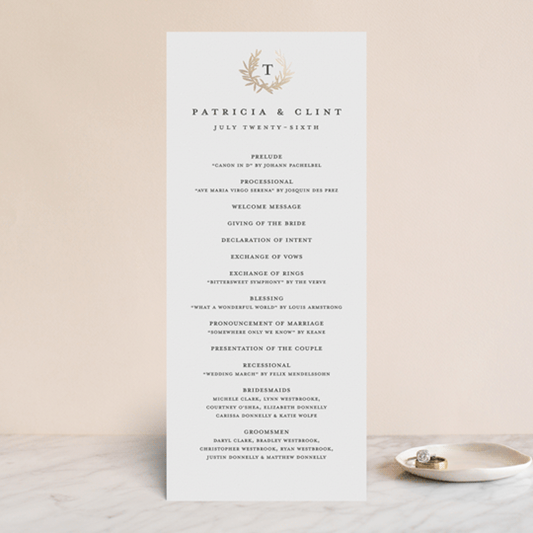 "laurel monogram" - Wedding Programs in Cotton by Stacey Meacham - Front