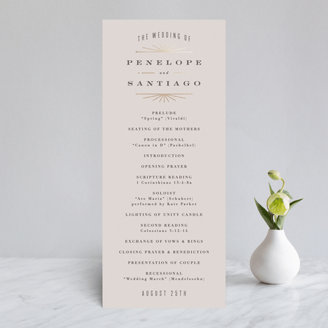"Art Deco Border" - Wedding Programs in Blush by Hooray Creative - Front