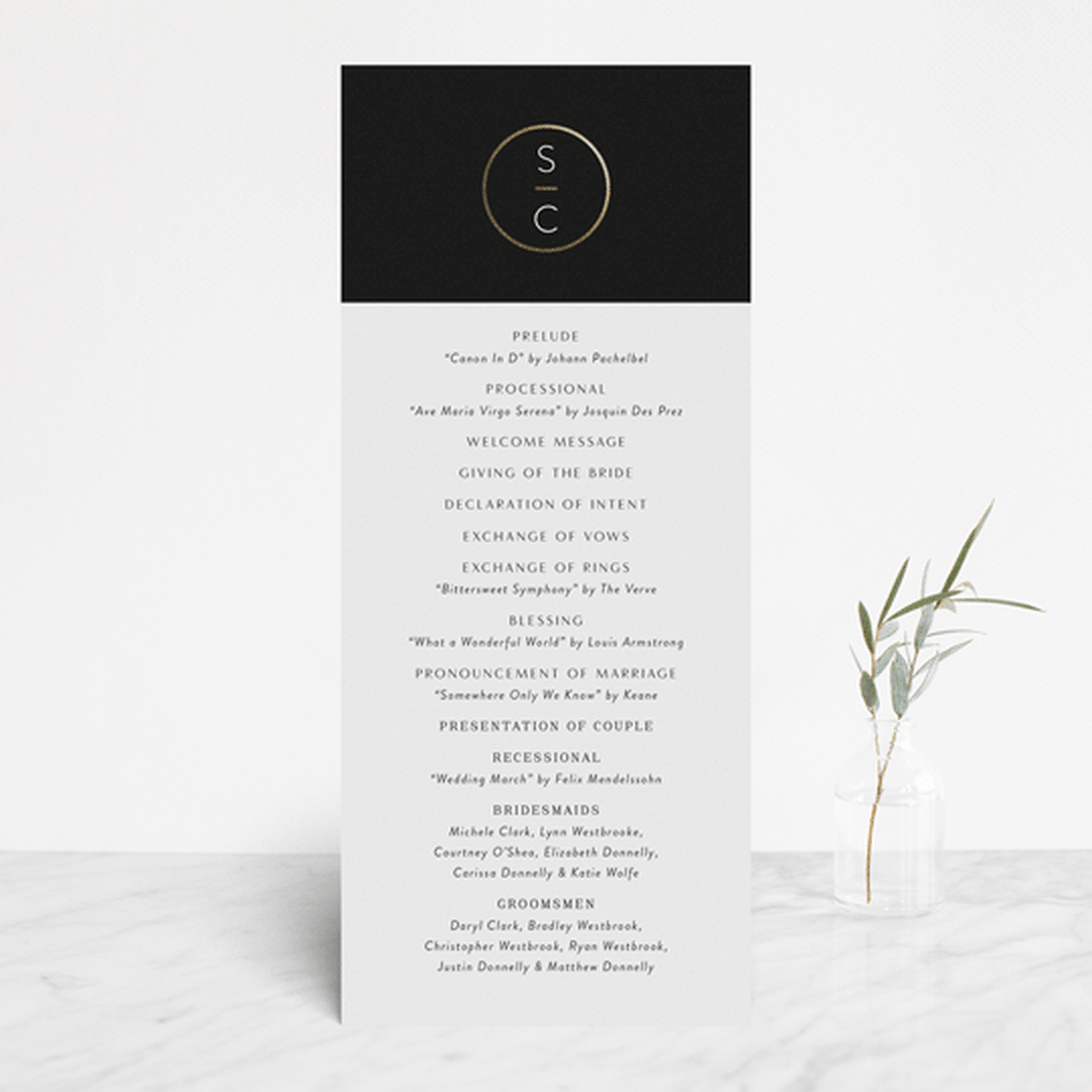 "New Monogram" - Wedding Programs in Licorice by Jessica Williams - Front