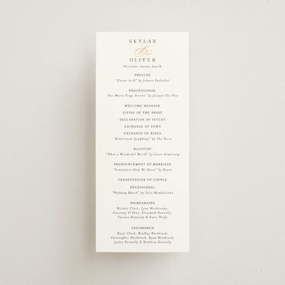 "Bianca" - Wedding Programs in Sugar by Jessica Williams - Front