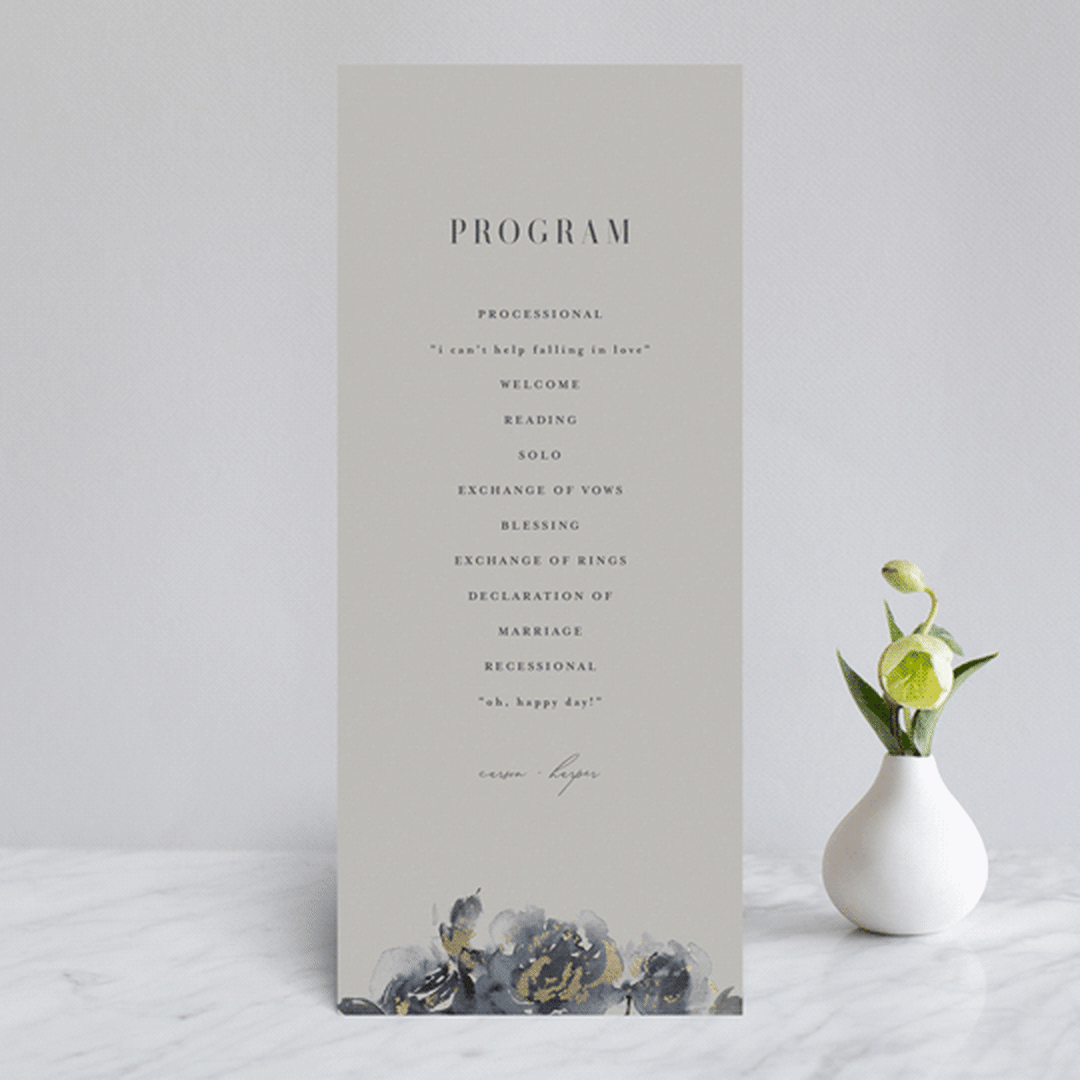 "Enchanted Blooms" - Wedding Programs in Midnight by Lori Wemple - Front