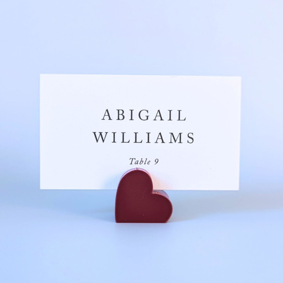 "Cranberry Heart Place Card Holders, Set of 10" - Place Card Holders in red by Corduroy Effect