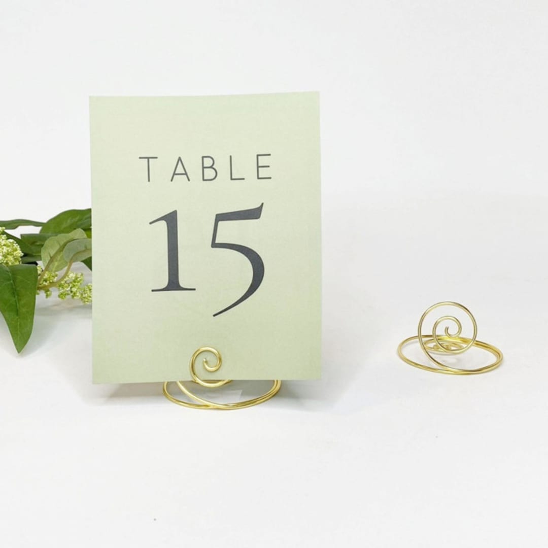 "Gold Wire Spiral Table Number Card Holder, Set of 5" - Place Card Holders in white by JV Country Creations
