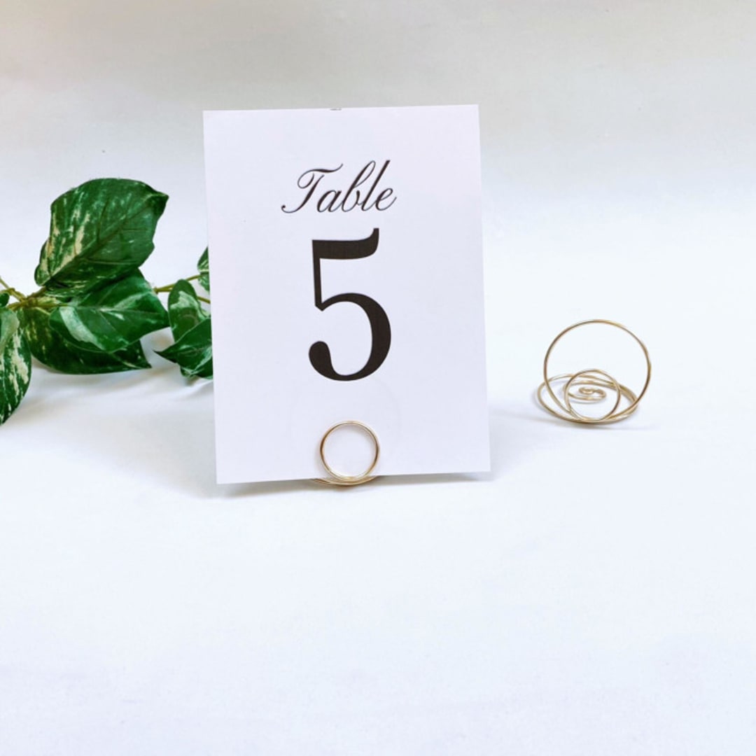 "Champagne Wire Circle Table Number Card Holder, Set of 5" - Place Card Holders in natural by JV Country Creations