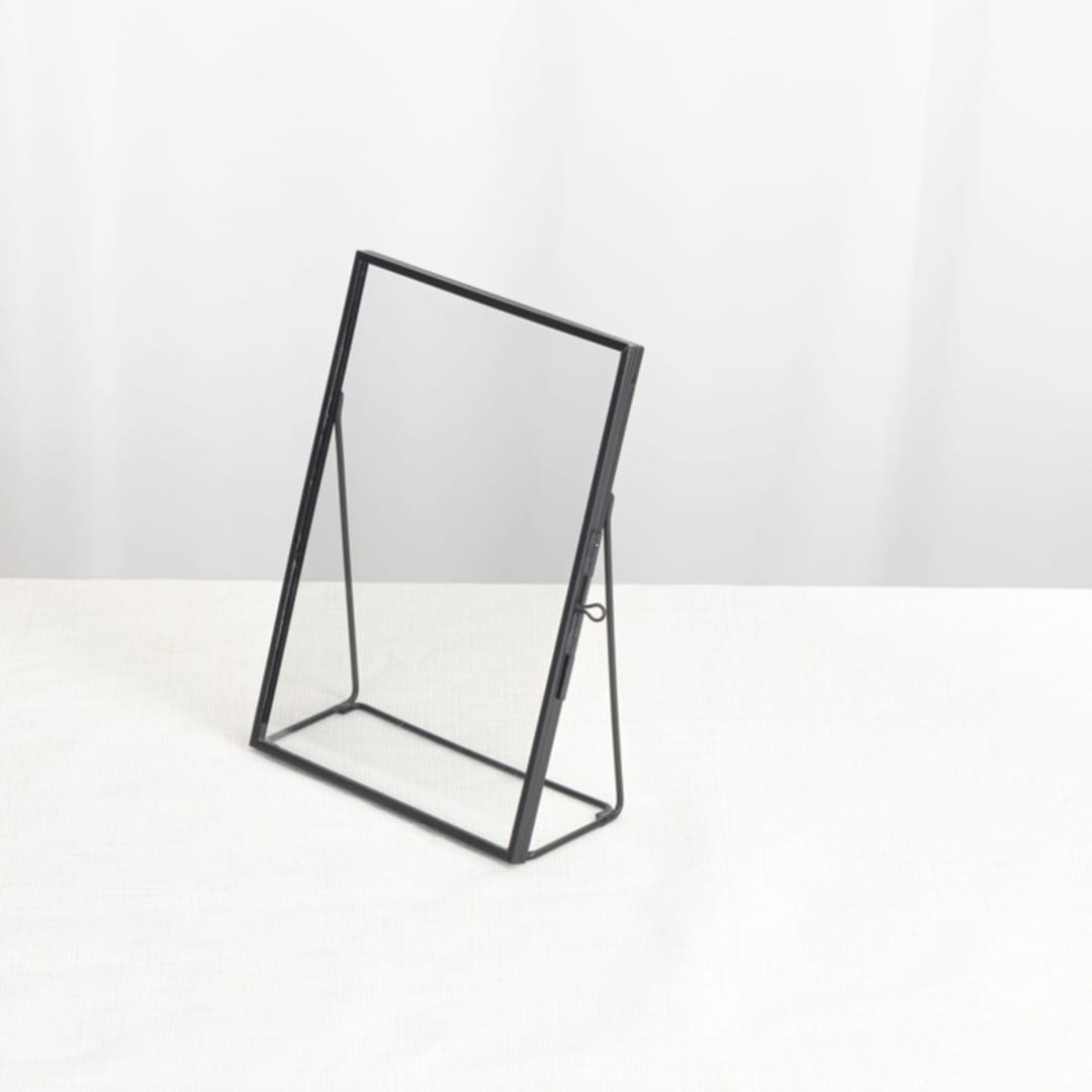 "Black Glass Gold Vertical 5x7" Card Holder" - Place Card Holders in black by Lea Li