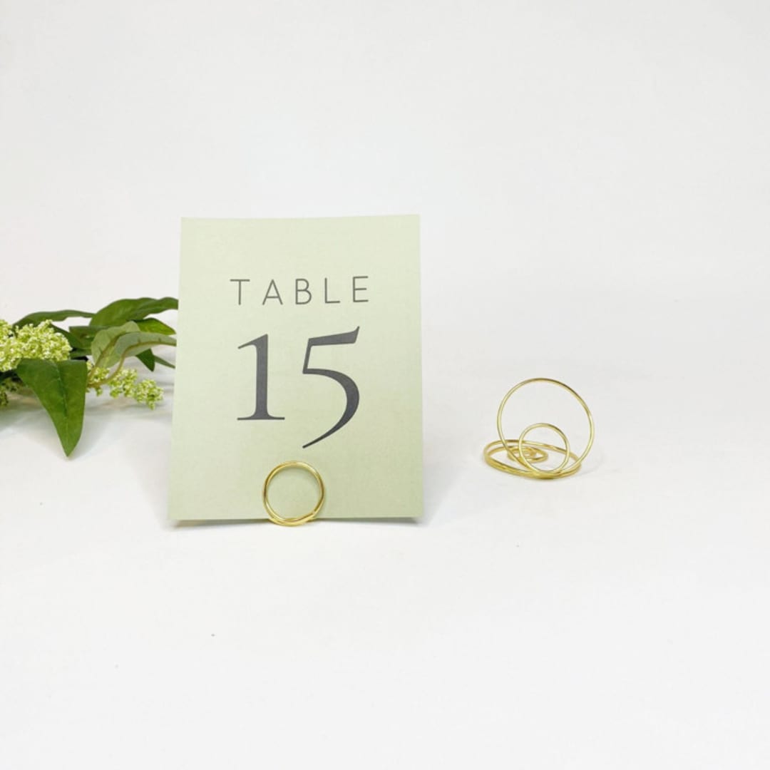 "Gold Wire Circle Table Number Card Holder, Set of 5" - Place Card Holders in orange by JV Country Creations