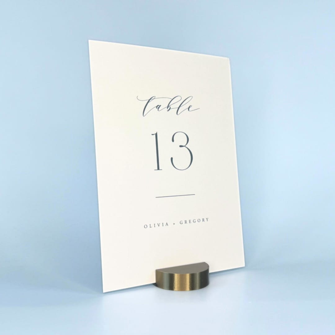 "Brass Color Round Table Number Holder, Set of 5" - Place Card Holders in brass by Corduroy Effect