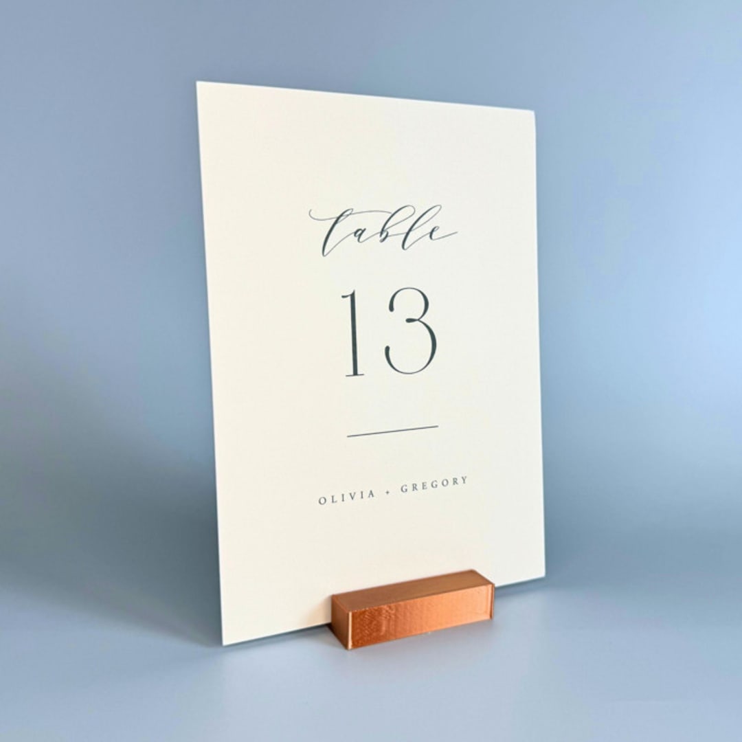 "Copper Color Rectangle Table Number Holder, Set of 5" - Place Card Holders in copper by Corduroy Effect