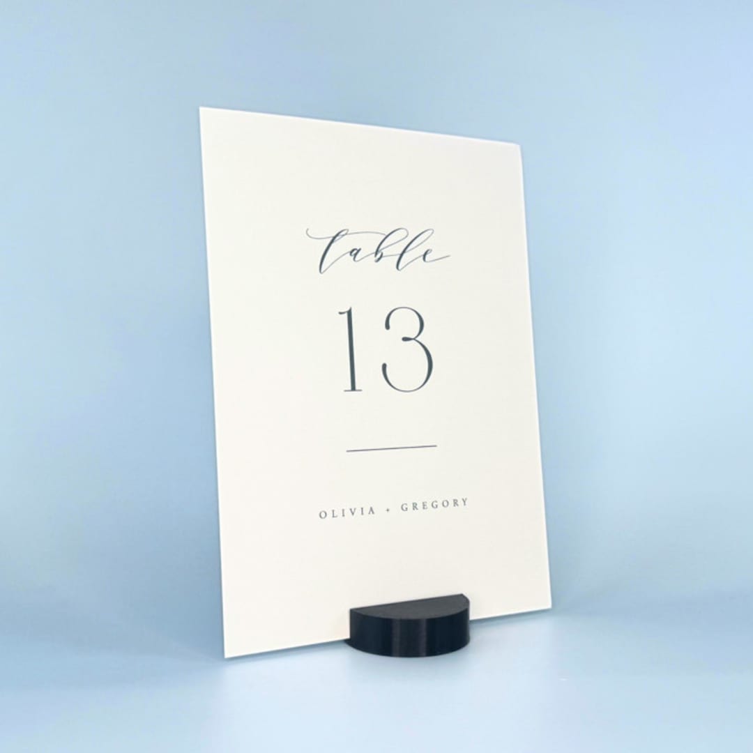 "Black Round Table Number Holder, Set of 5" - Place Card Holders in black by Corduroy Effect