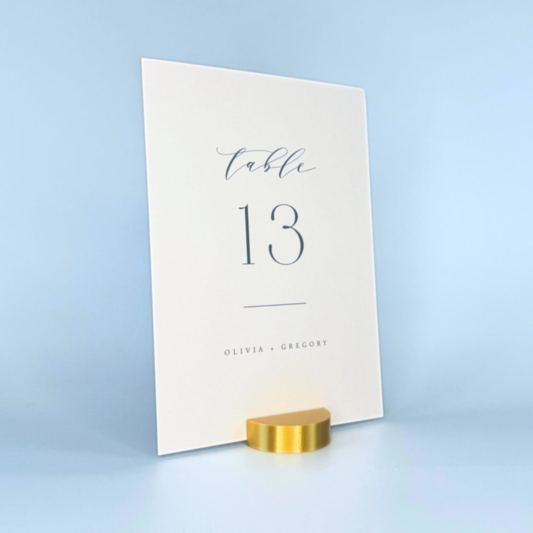 "Gold Color Round Table Number Holder, Set of 5" - Place Card Holders in gold by Corduroy Effect