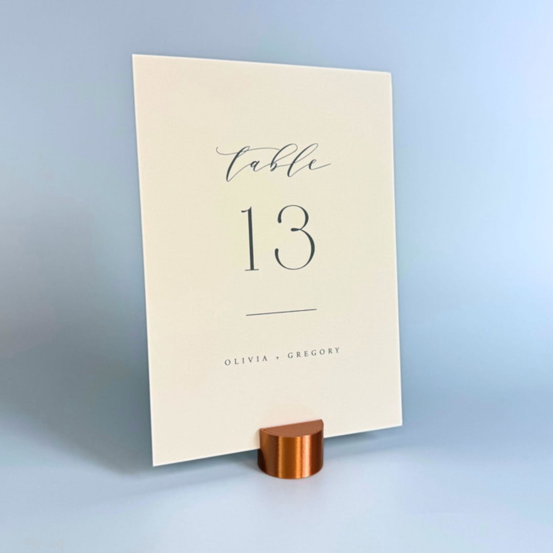 "Copper Color Circle Table Number Holder, Set of 5" - Place Card Holders in copper by Corduroy Effect