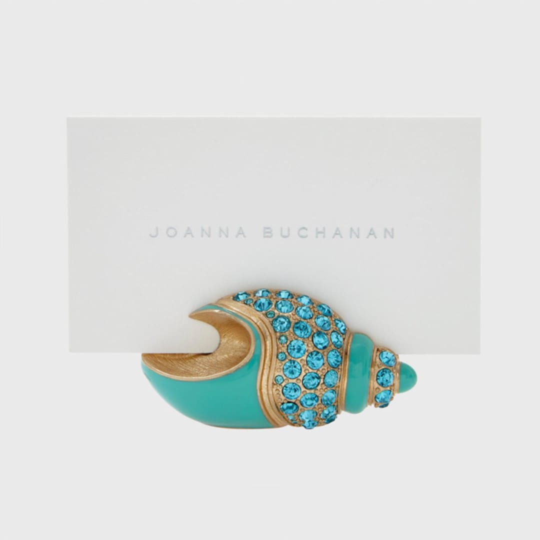 "Jeweled shell placecard holders, set of two" - Place Card Holders in blue by Joanna Buchanan
