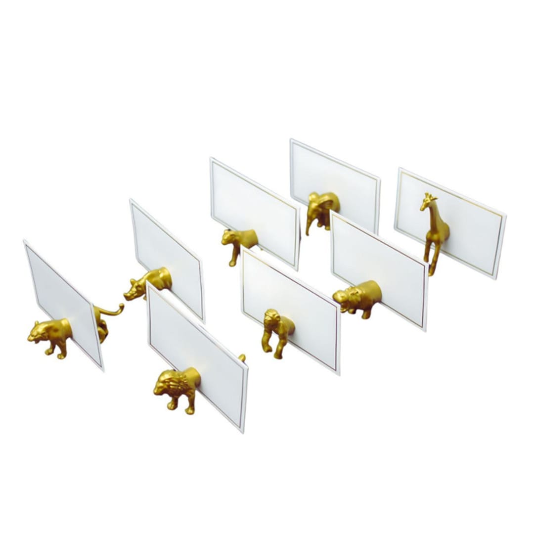 "Gold Safari Animal Magnet Place Card Holder & Party Favor (Set of 200)" - Place Card Holders in gold by Nicole Goldmann