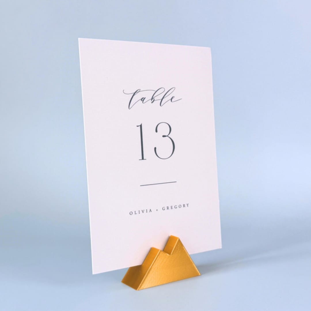 "Gold Color Mountain Table Number Holder, Set of 5" - Place Card Holders in gold by Corduroy Effect